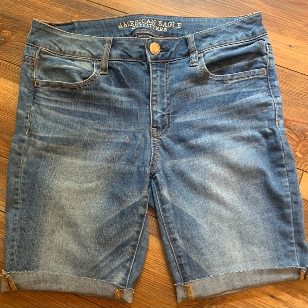 American Eagle Cut Off Jegging Shorts  Sz 10 Mid Rise Rolled Cuff Repurposed